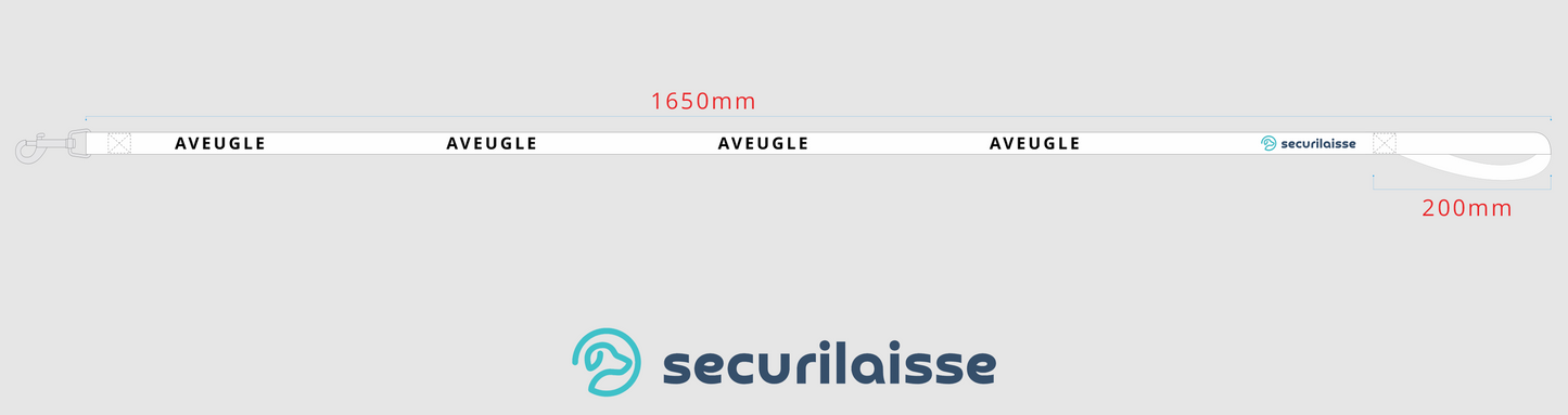 Blanc AVEUGLE laisse pour chien 1.65m