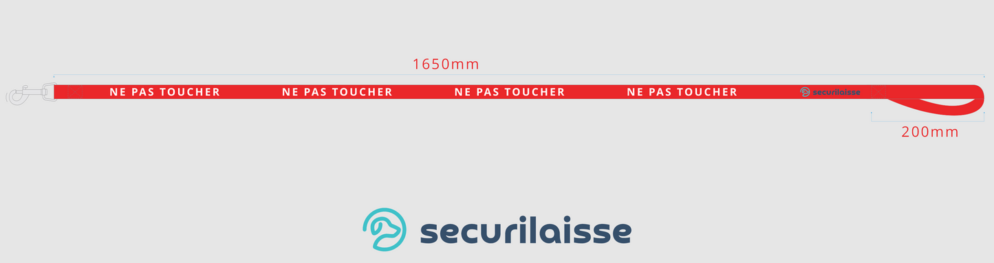 Rouge NE PAS TOUCHER laisse pour chien 1.65m